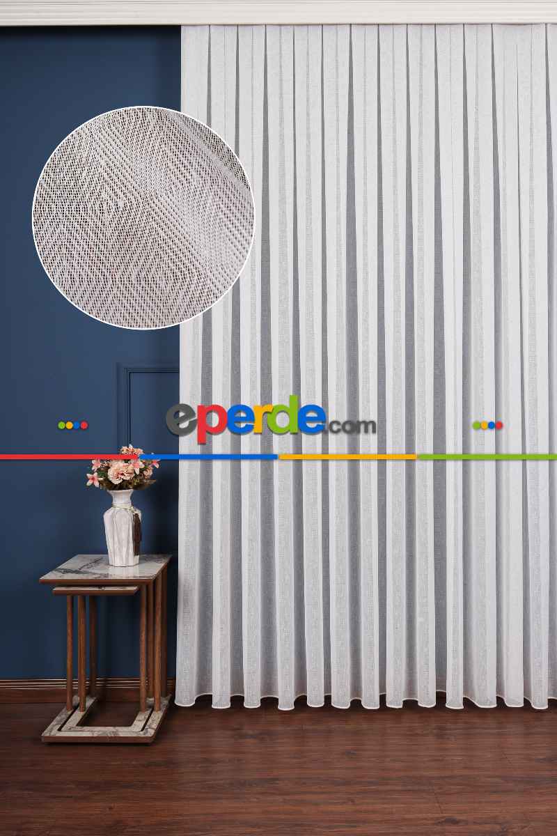 Salon Tül Modelleri - Balık Sırtı Düz Armül Tül Perde Ütü İstemez