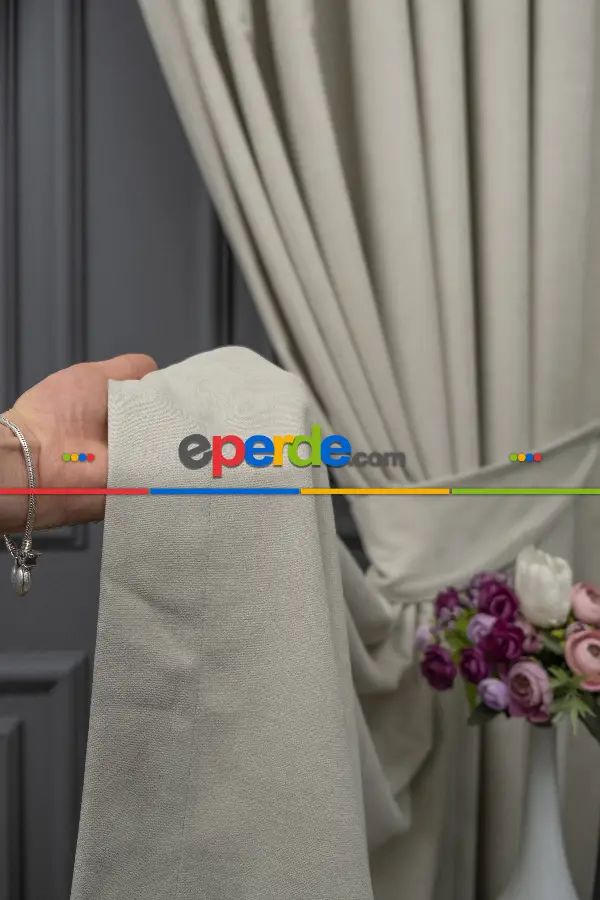 Açık Gri Düz Fon Perde En Dökümlü Fon Perde 04