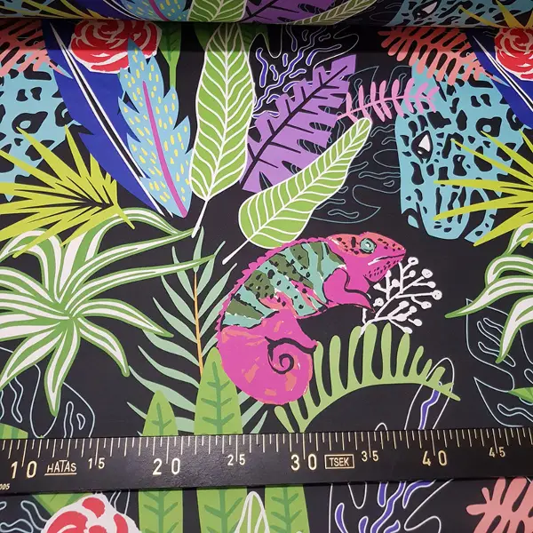 Tropikal Desenli Fon Perde Evm332 -t - Kumaşı Kalındır Duck Bezi Değildir.- Siyah-Yeşil-Mavi-Mor-Çok Renkli