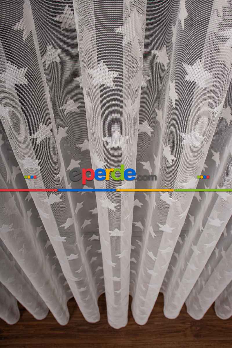 Bebek Odası -  Yıldız Desen Örme Tül Perde