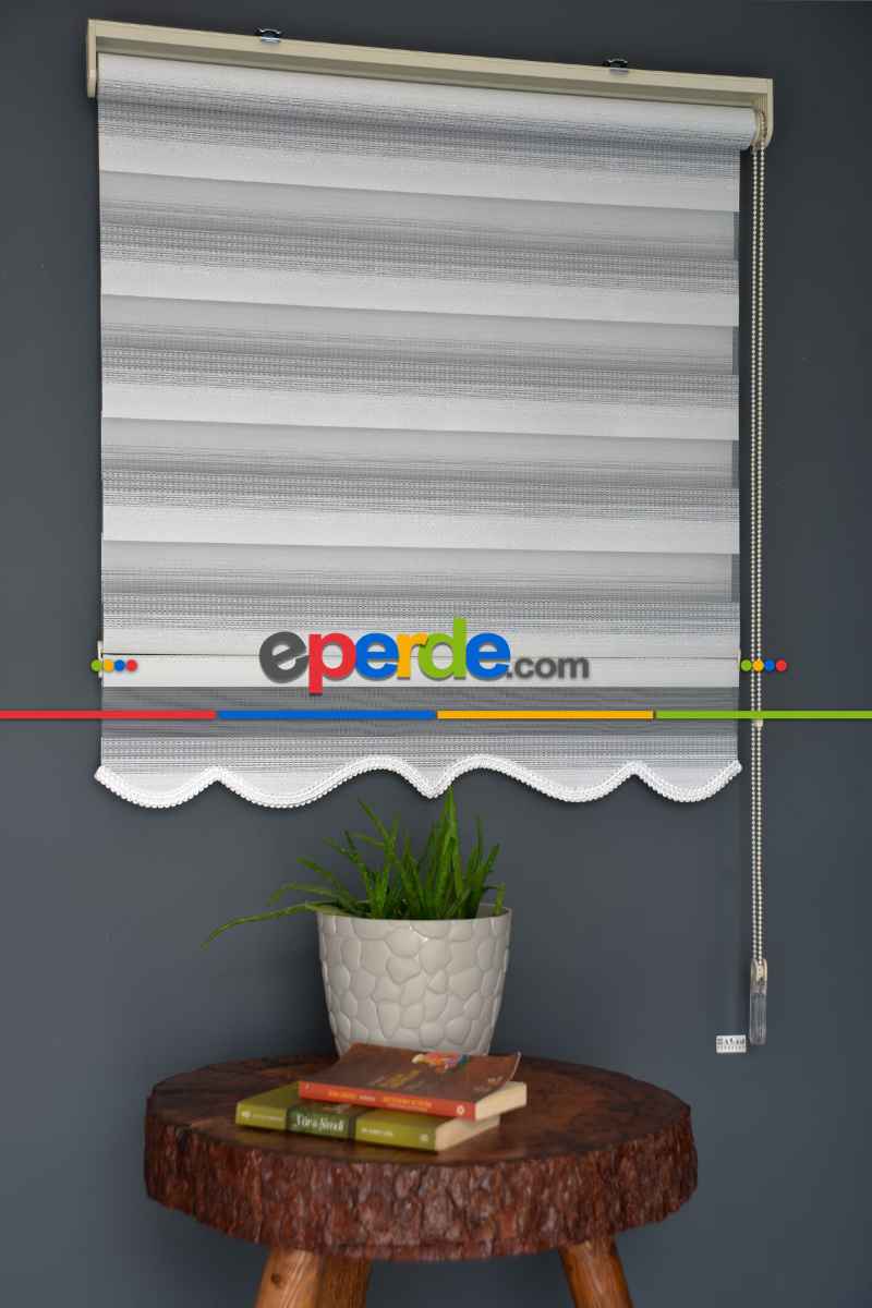 Halim Perdesan Zn-22 Beyaz & Siyah Renk Etekli Veya Eteksiz Zebra Stor Perde