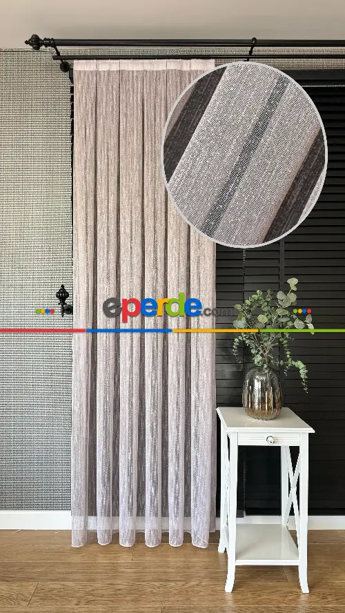 Pudra Pembe Şantuk Keten Düz Tül Perde - Premium Kalite Serisidir.