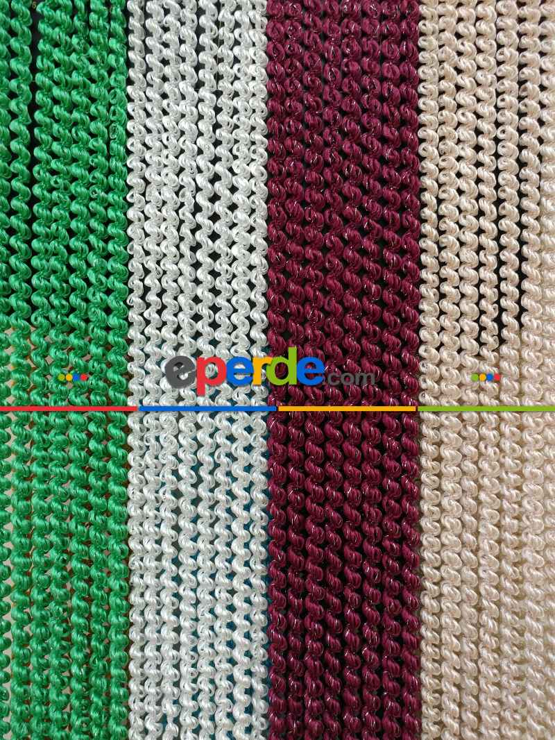 Beyaz Rengi İp Perde Duble Bukle Serisi- Beyaz-gümüş