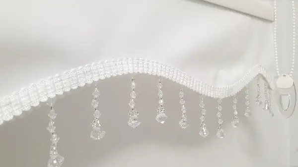 Brillant Kristal Boncuklu Stor Perde- Beyaz-krem-ekru