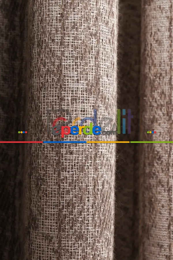 Balık Sırtı Desenli Jakar Dokuma Krem Fon Perde