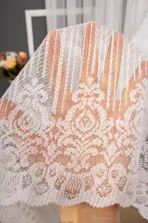 Çizgili Etek Damask Tül Perde Pa 7041