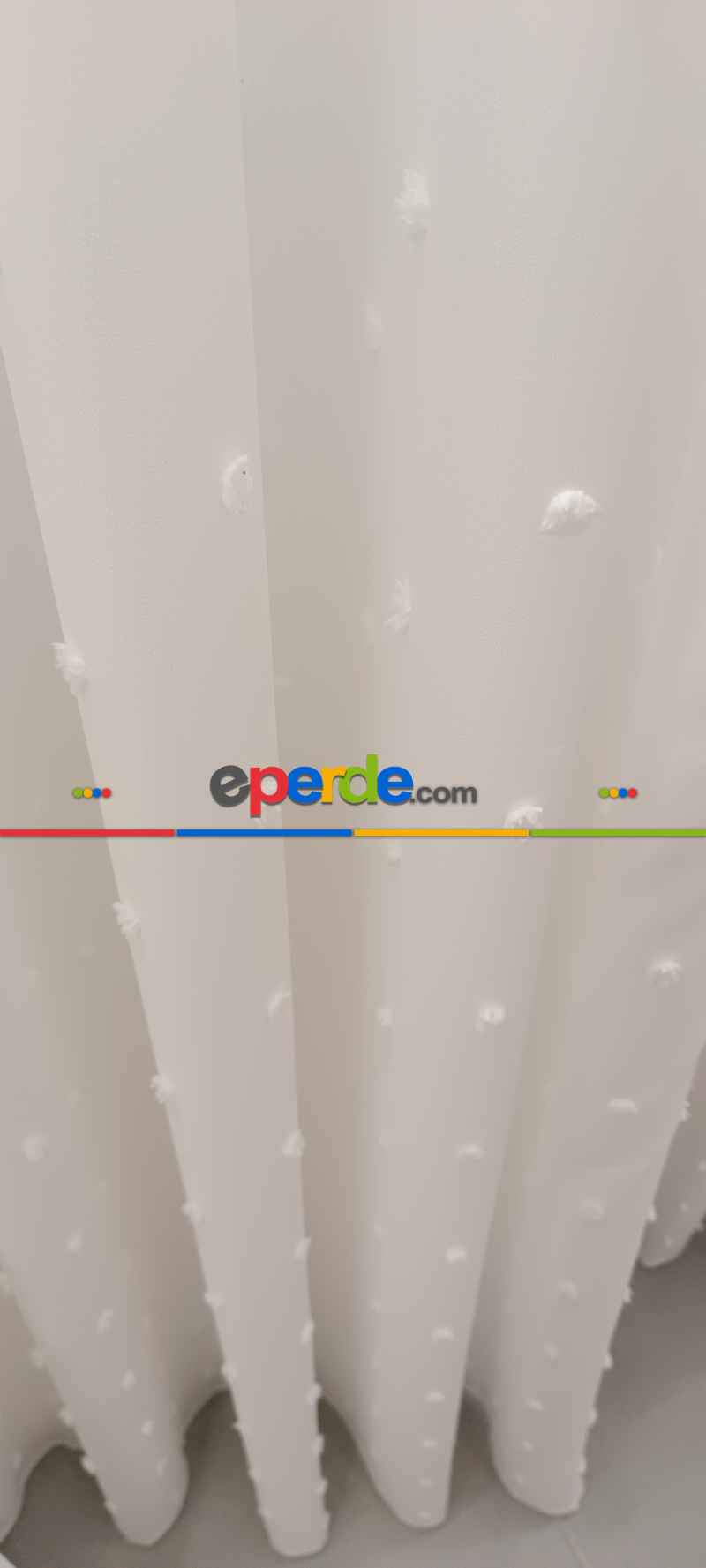 Yeni Nesil Ponpon Saçak Detaylı Tül Perdeler Ekru Renk