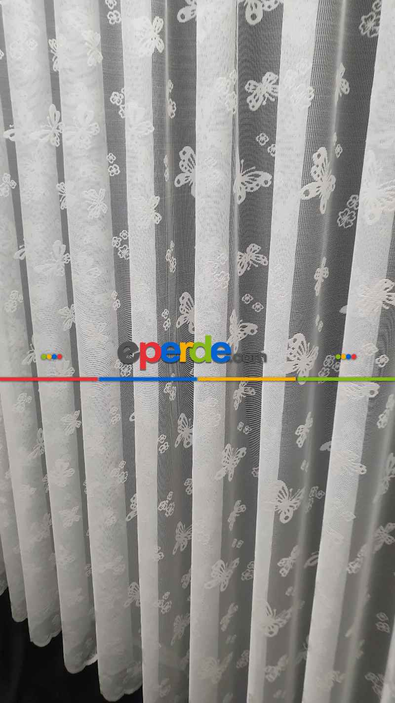 Bebek Odası -  Kelebek Desen Tül Çoçuk Odası Tül Perdesi