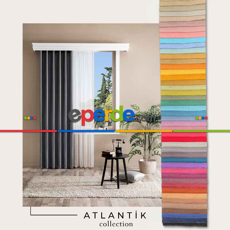 Bebek Odası Düz Atlantik Fon Perde 22 Farklı Renk Dökümlü ( Özel Ölçü Sipariş )