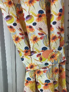 Mutfak Perdesi Kanat Fon Perde Desenli- Mavi