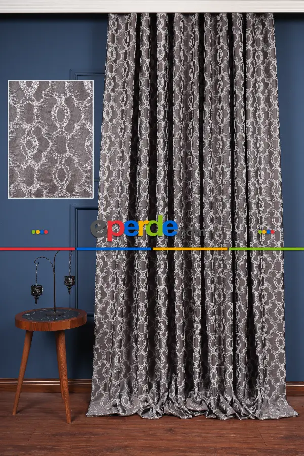 Salon Fon Perde - S Pile Dökümlü Jakar Dokuma Fon Perde