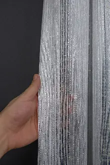 Gümüş Çizgili Düz Fantezi Tül Perde