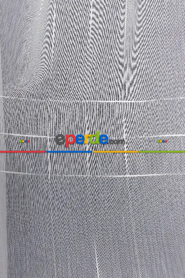 Bambu Zemin Geometri Nakış İşlemeli Tül Perde