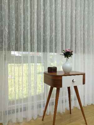 Özel Örme Dokulu Tül Perde- Ekru