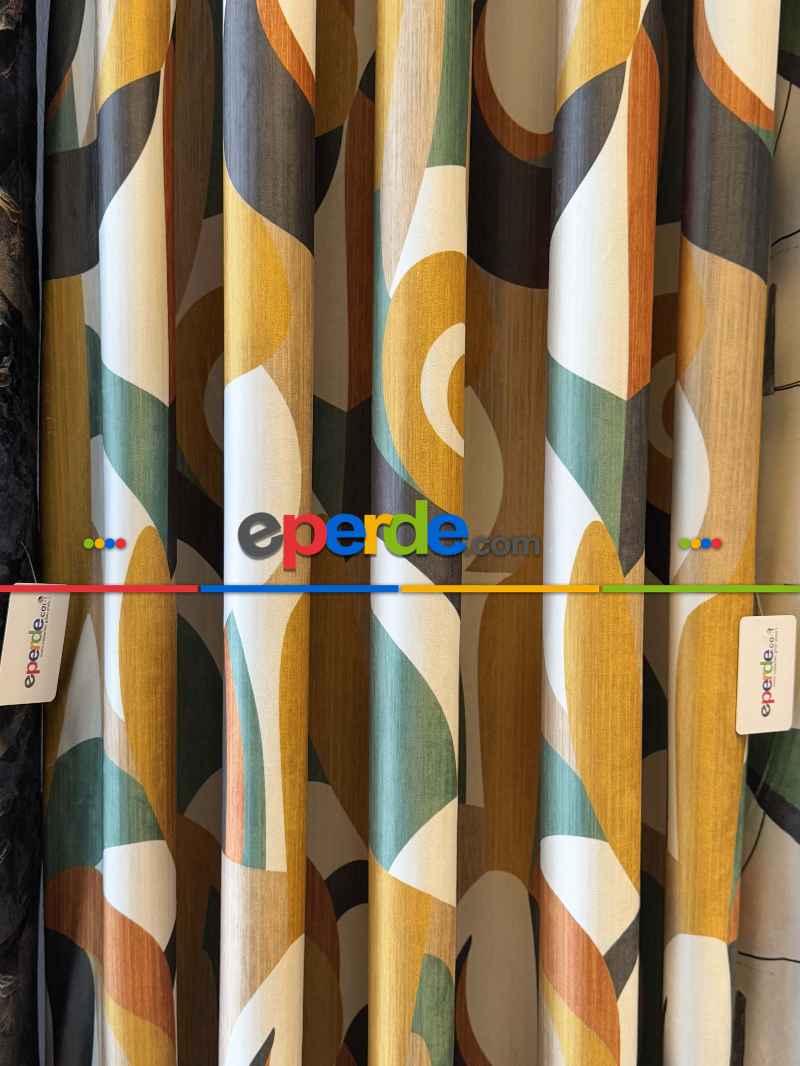 Modern Desenli Fon Perde İthal Kadife