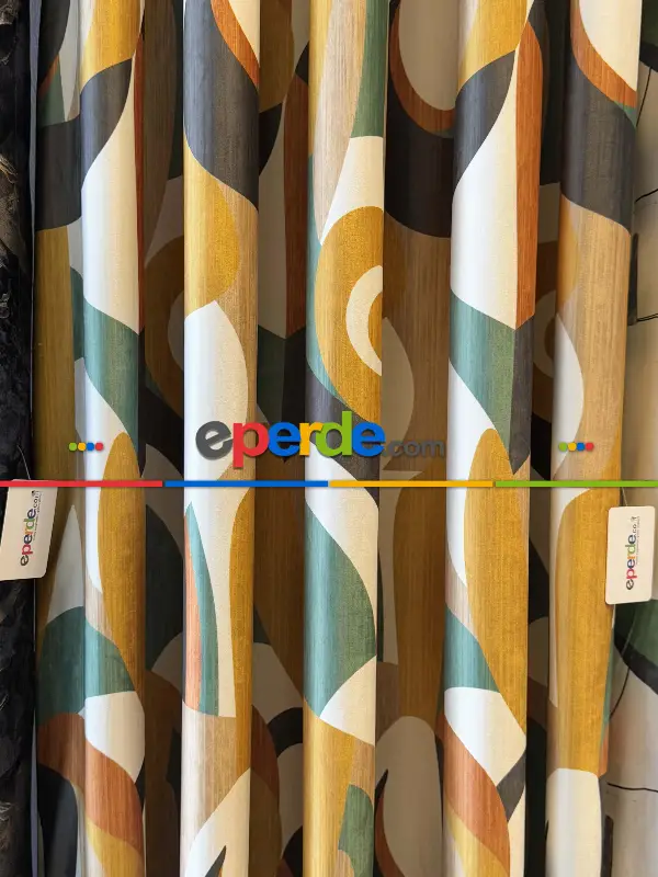 Yatak Odası - Modern Desenli Fon Perde İthal Kadife