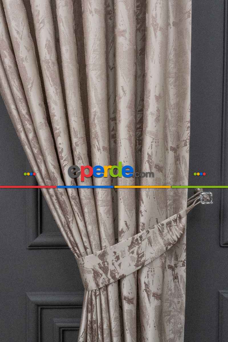 Jakar Dokuma Fon Perde Vizon Renk(280cm En)