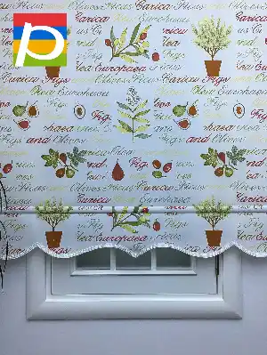 Meyve,mutfak Baskılı, Stor Perde- Kırmızı-Sarı-Kahve Koyu-Açık Yeşil