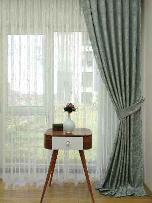 Patinedesenli Mint - Katyonik Jakar Fon Perde- Mint