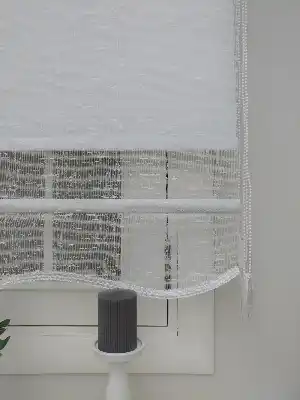 Çiftli Sistem Örme Tül Stor Perde Ve Stor Perde Utah 07- Ekru