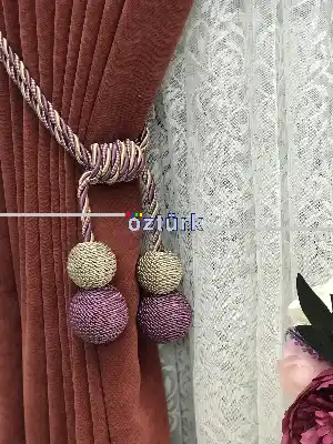 Kordon Sarım Özel Fon Perde Bağı Çift Toplu Mor Vizon- Mor-vizon Rengi
