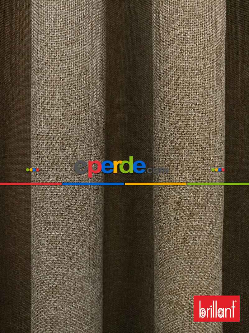 Brillant Keten Açık Camel Neskafe Renk Düz Fon Perde - Açık Camel