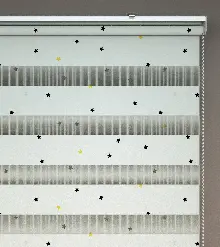 Siyah, Sarı Renklerde Küçük Yıldız Desenli Baskılı Zebra Perde