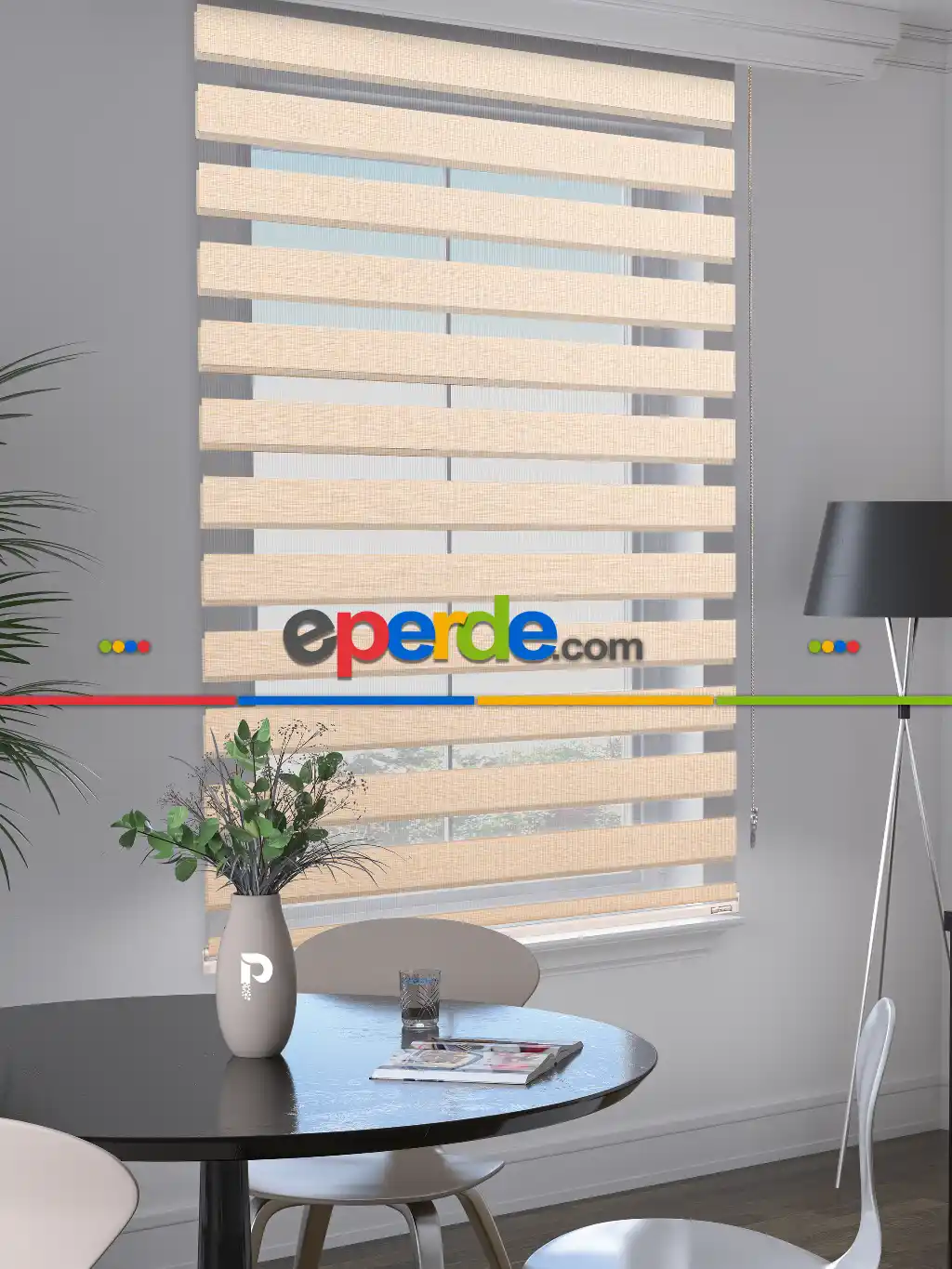 Perle Sahra Beji Renk Bambu Stor Zebra Perde Yüksek Kalite Alüminyum Kasa Soft Bamboo