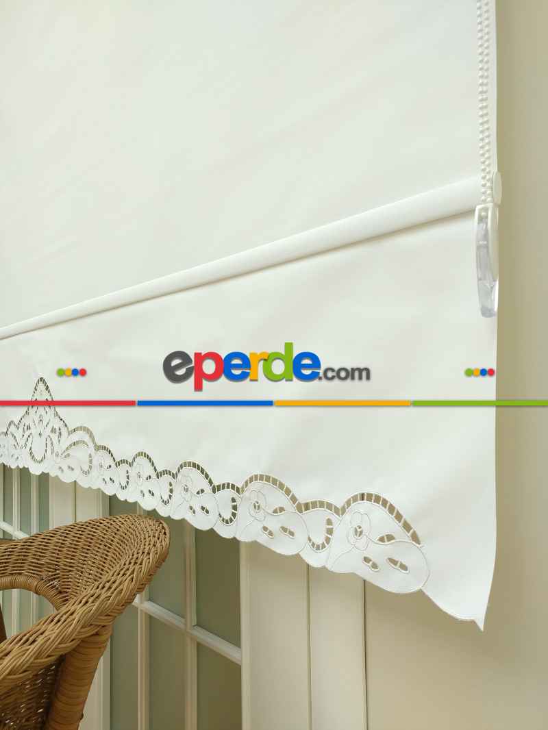 Yatak Odası - Nakış İşlemeli Stor Perde 33 Farklı Renk Seçeneği- Gri-füme-antrasit-beyaz-krem-ekru-çok Renkli