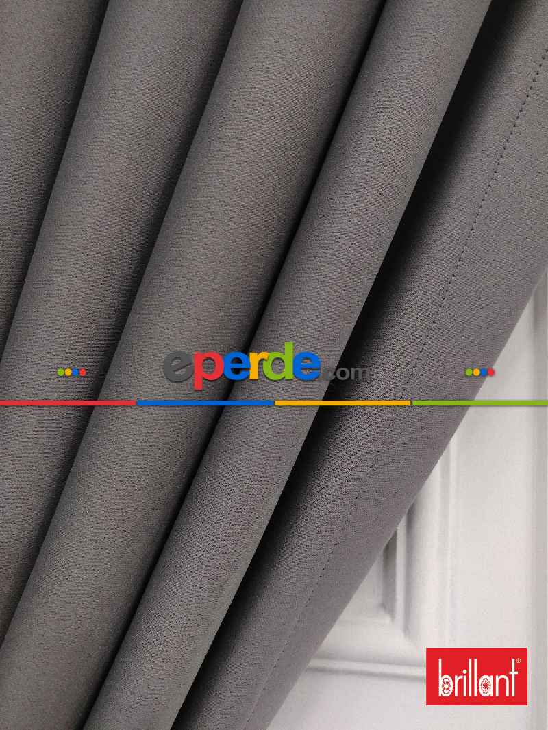 Brillant Karartma Blackout Koyu Gri Renk Fon Perde- Gri Koyu
