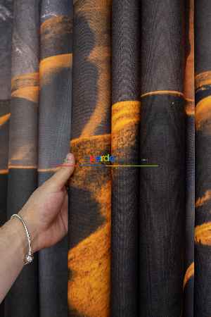 Hazır Ölçülü Dökümlü Kumaştan Dağ Ve Ova Manzaralı Baskılı Pilesiz Fon Perde 1. Kalite