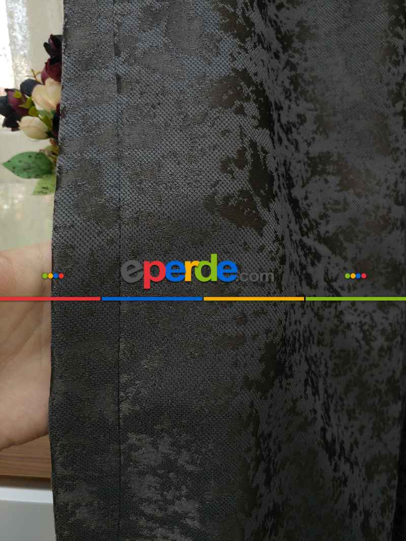 Kendinden Desenli Jakar Fon Perde (285 En)- Acı Kahve