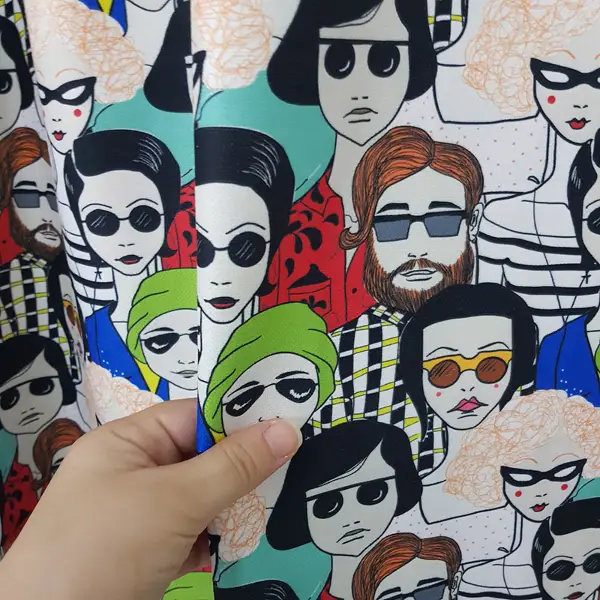 Popart Desenli Fon Perde Evm1112 Kumaşı Kalındır Duck Bezi Değildir- Siyah-Mavi-Kırmızı-Beyaz- Çok Renkli 3