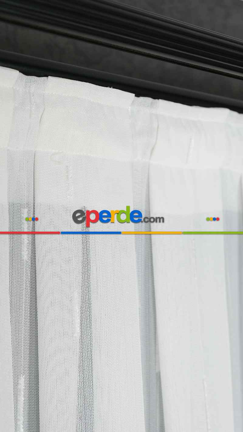 Düz Sade Tül, Sade Hafif Çizgili Tül Perde, Modern Ütü İstemez Kırışmaz Tül Perde, Havana