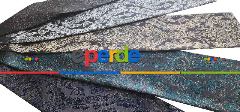 Taç Damask Desen Sim Varak İşlemeli Pano Fon Perde 70cm X 290cm 