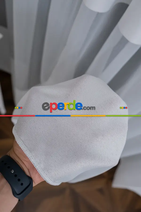 Bantlı Fantazi Dökümlü Ütü İstemeyen Tül - İtinalı Dikiş Garantisi - Kurşunlu Tül