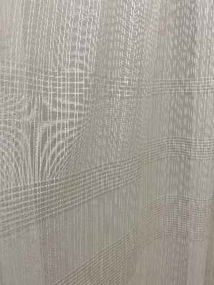 Kare Desen Çizgili Ütü İstemez Tül Perde-ekru