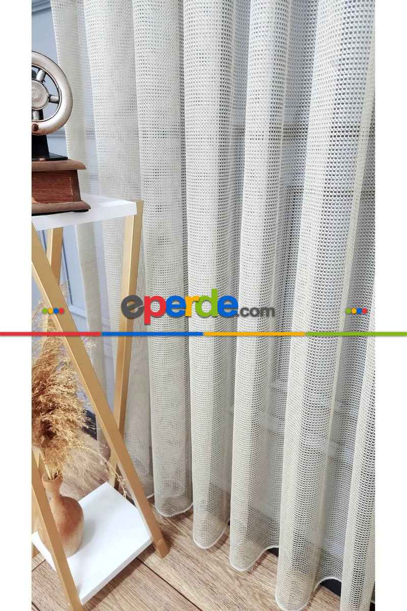 Yatak Odası Tül - Vizon Renk Fileli Tül Perde Ofis Büro Mutfak Tül Perde