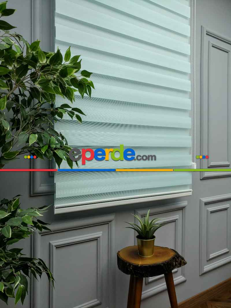 2025 Sezonu - Düz Bambu Zebra - Bambu Zebra Perde- Turkuaz