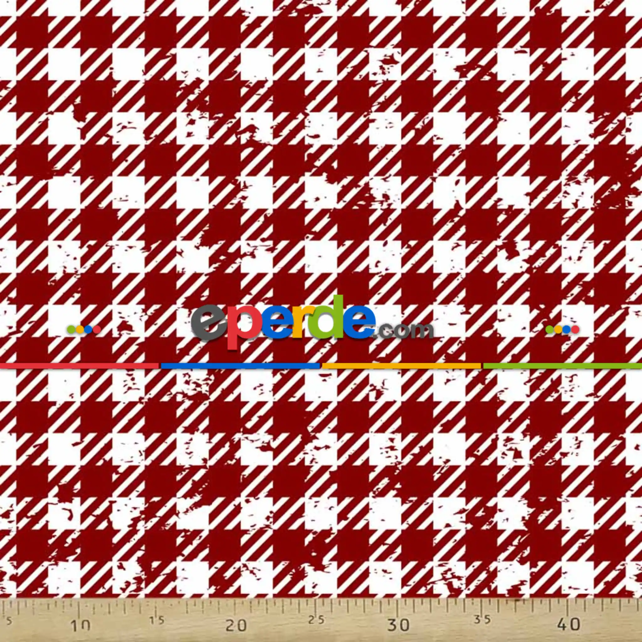 Kareli Desenli Fon Perde Evm751-2 Kumaşı Kalındır Duck Bezi Değildir- Beyaz-Bordo