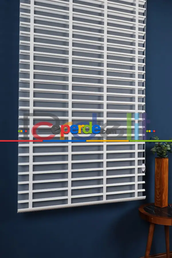 Beyaz 50mm Silüet Kumaş Jaluzi Perde