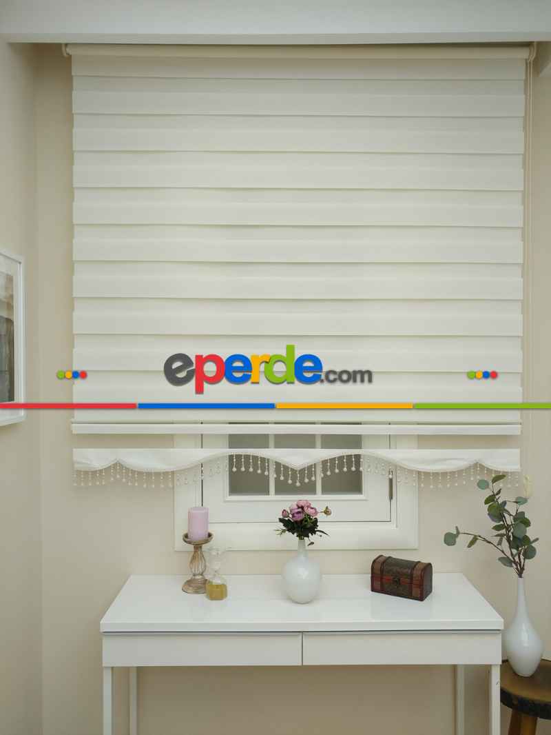 Oturma Odası - Zebra Perde - Düz Zebra Perde- Ekru