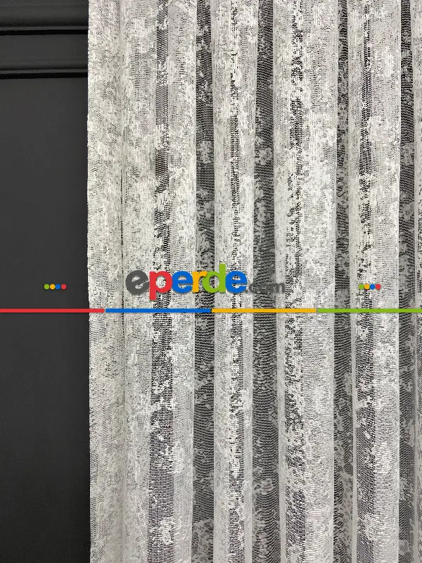 Salon Yatak Odası Fransız Dantel 2021 Tül Perde- Ekru