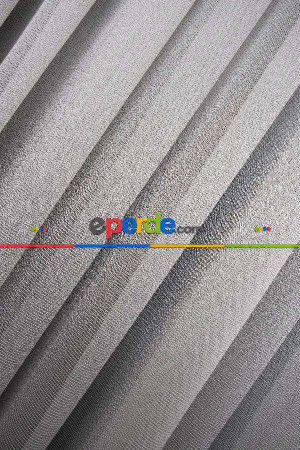 Gri Monalisa Yalancı Kruvaze - Halat İle Tülden Fon - Yana Toplamalı Tül - Kordon Toplama Tül - Çift Veya Tek Kanat - Aksesuar İlave Ücretlidir - Kurşunlu Tül