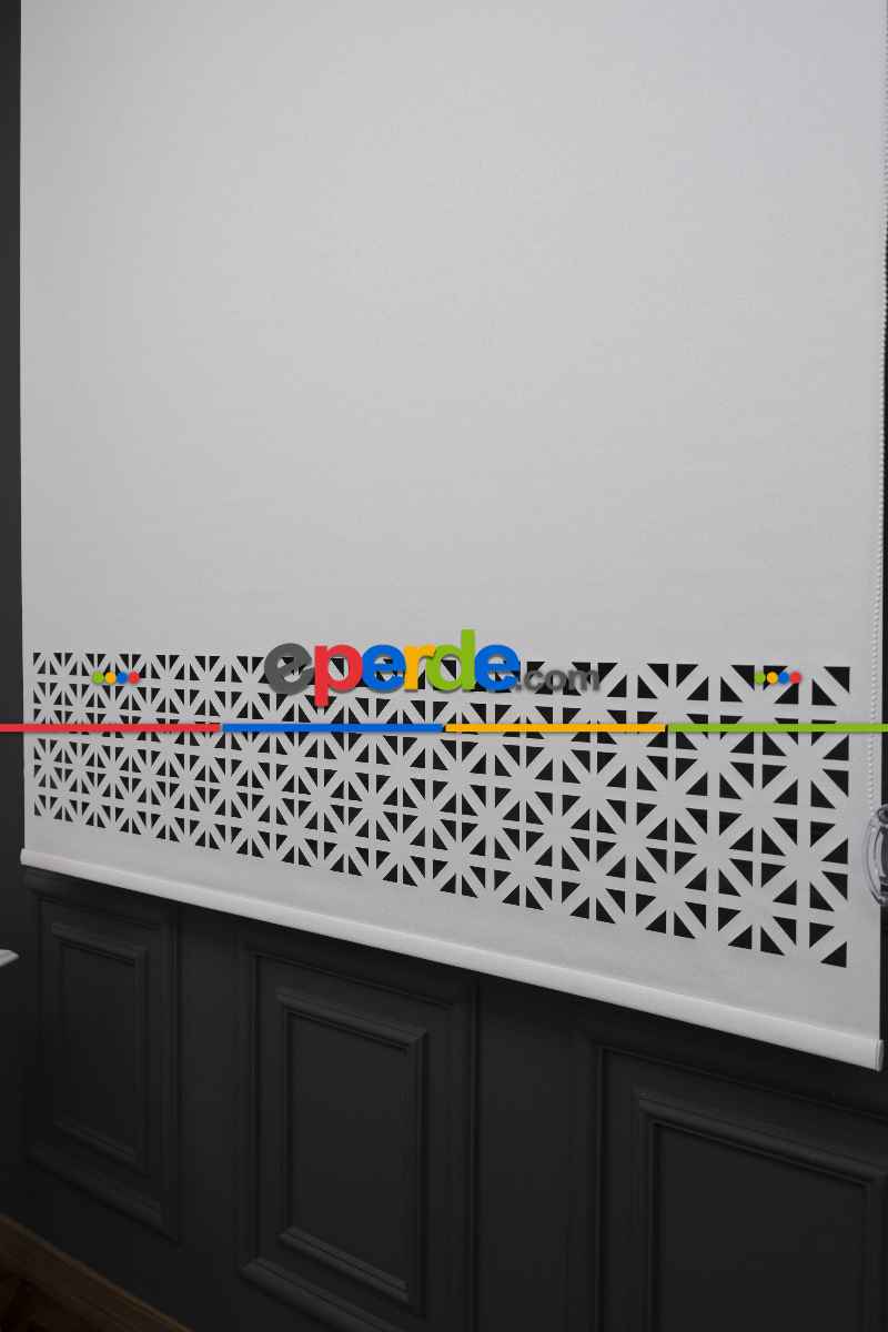 Ekru Renk Lazer Kesim Mat Stor Perde (ister Düz - İster Lazer Kesimli Satın Alın)