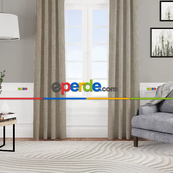 Yatak Odası - Kadife Dokulu Fon Perde Pilesiz Tek Kanat Vizon