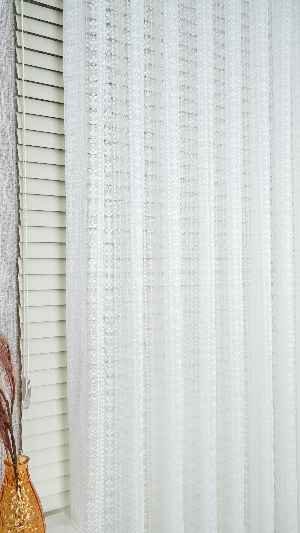 Ekru Çiçek Nakışlı Tül Perde, Ağır Gramajlı Premium Seri, 2 Renk