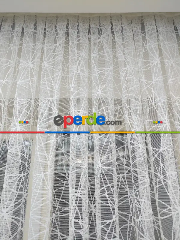 Salon Tül - Salon Yatak Odası Fransız Dantel 2021 Tül Perde- Ekru