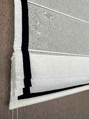 Katlamalı Perde Beyaz Tül Üzerine Siyah Biyeli