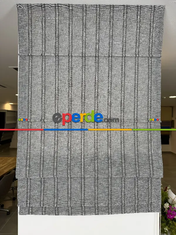 Gri Naturel Keten Katlamalı Perde